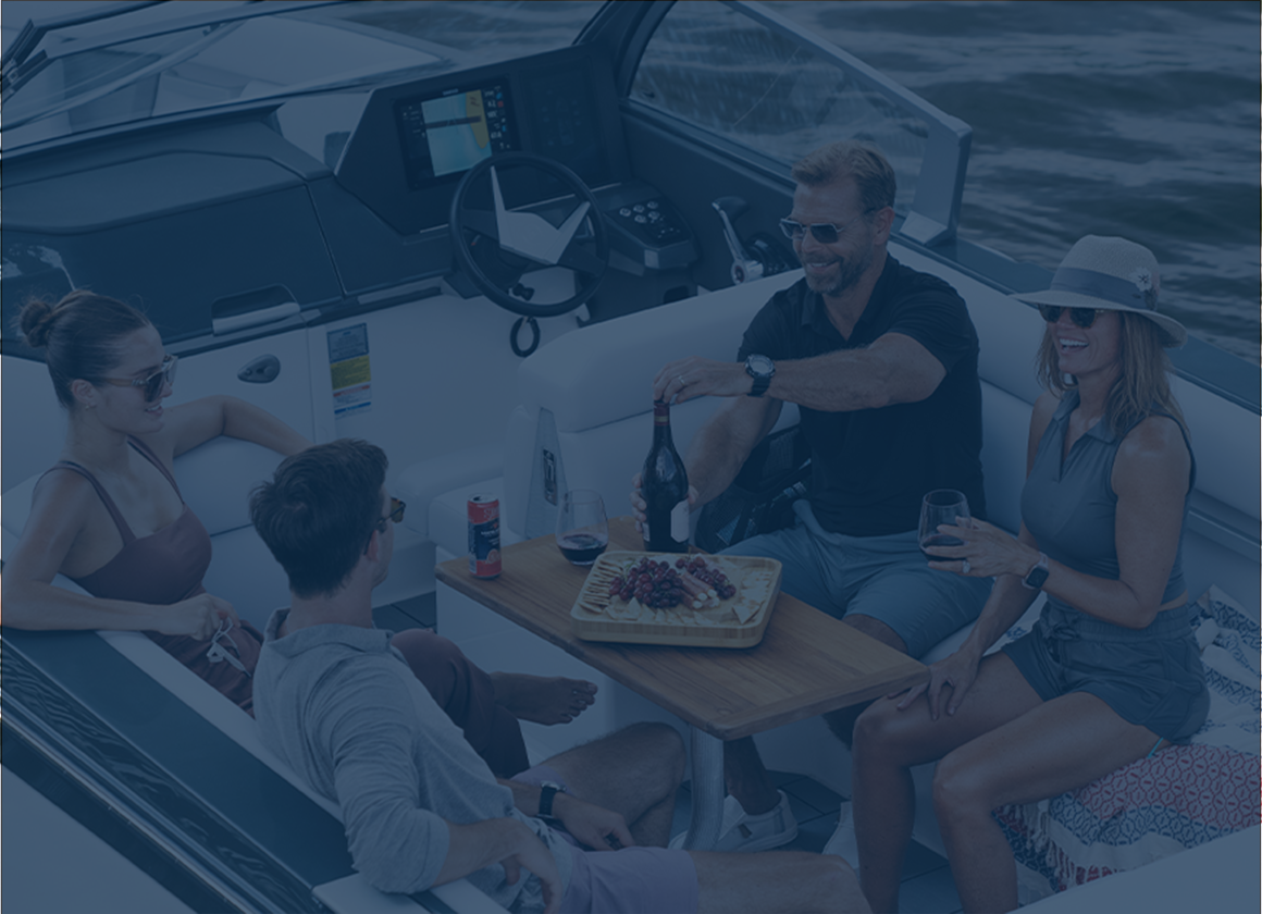 Couples eating snacks on a boat