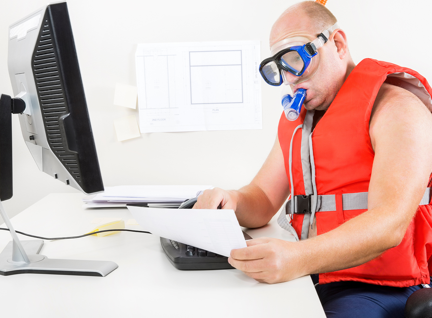 person working in their life jacket