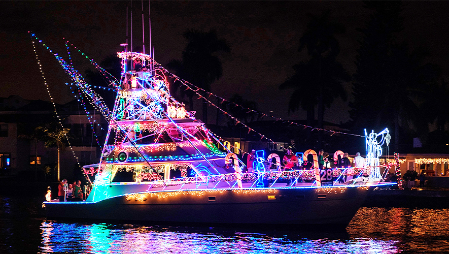 lights on boat in the water