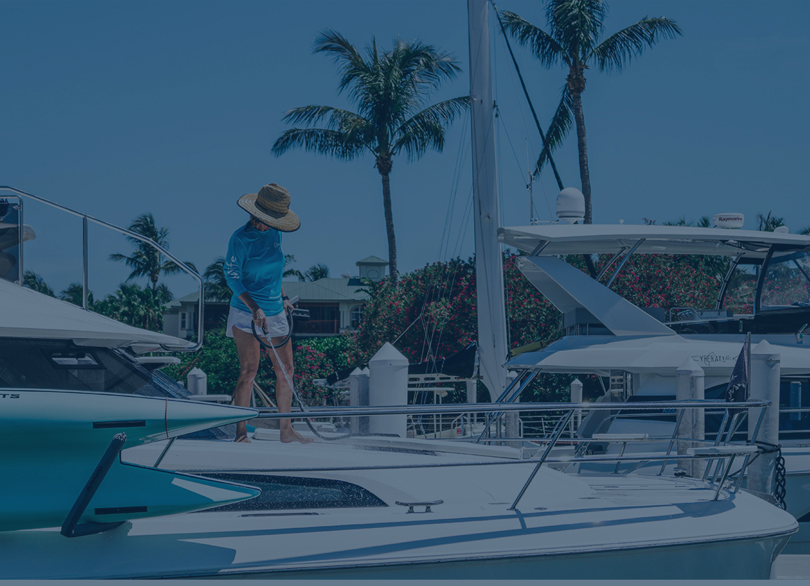 man on a boat with a dark overlay